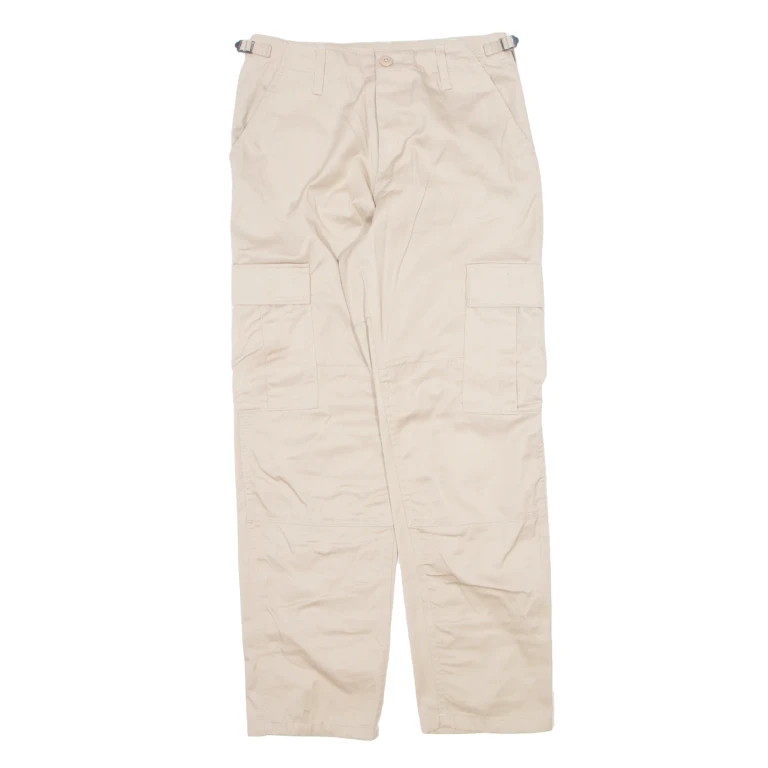 MAX FUCSH Military Cargo Mens Trousers Beige Regular Straight W28 L30