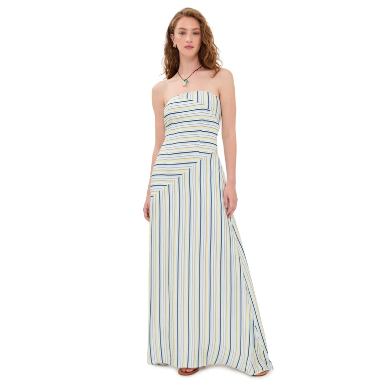 Seven Wonders Calissa Maxi Dress Aqua/Lemon Stripe XS