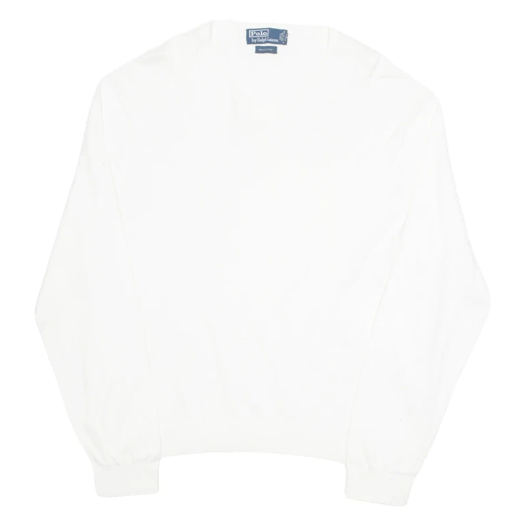 POLO RALPH LAUREN Mens T-Shirt White Long Sleeve V-Neck XL
