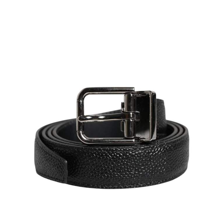Dolce & Gabbana Black Calf Leather Classic Metal Buckle Belt - Men