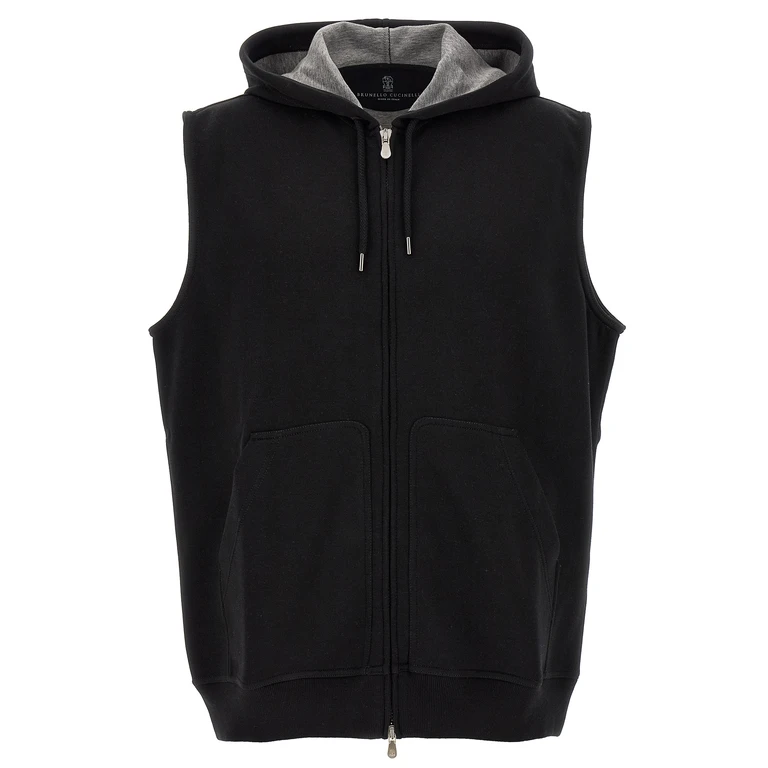 Brunello Cucinelli Black Cotton Sleeveless Jacket Clothing - Men