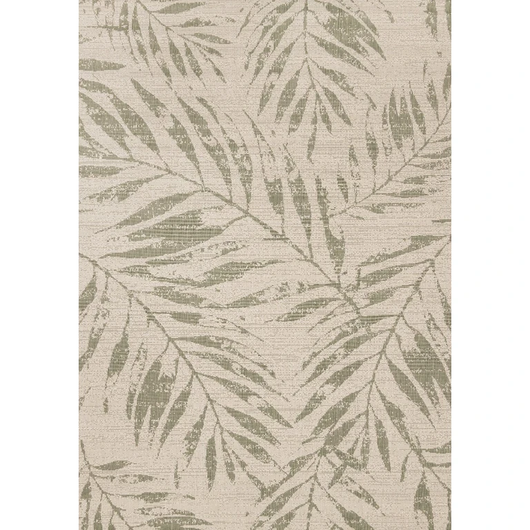 Jasper 5 x 8 Green and Cream Botanical Outdoor Area Rug