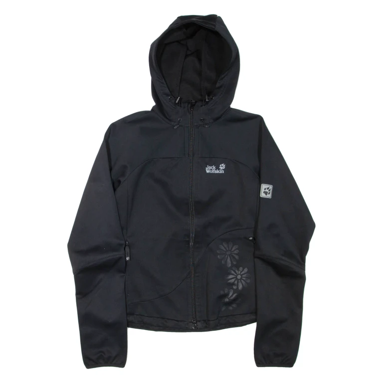 JACK WOLFSKIN Womens Track Jacket Black Hooded UK 12