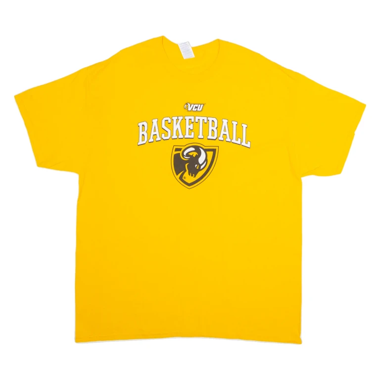 GILDAN VCU Basketball Mens T-Shirt Yellow USA Crew Neck XL