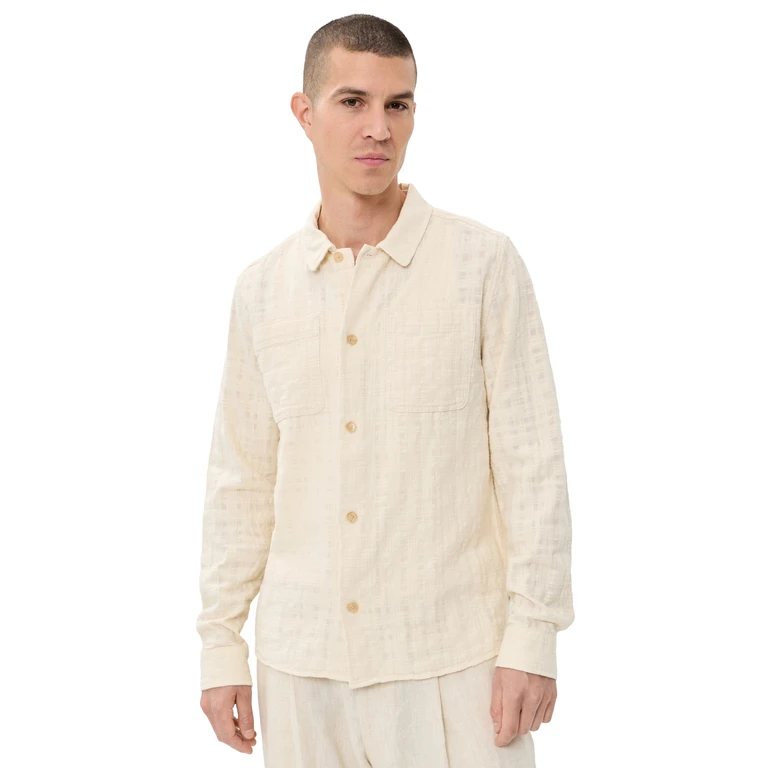 Les Deux Textured Slub Overshirt Ivory L