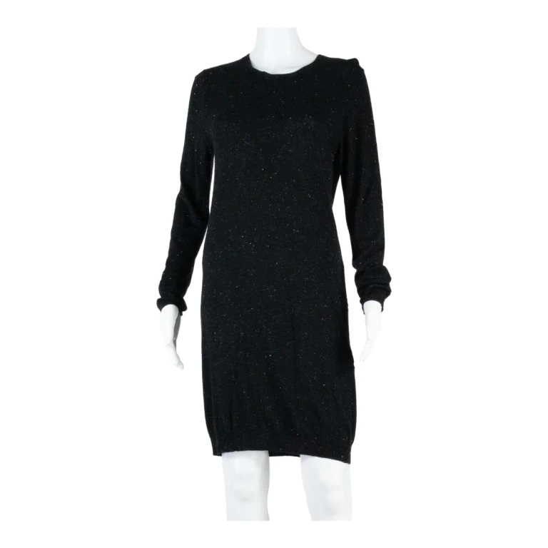 WHISTLES Womens Jumper Dress Black Long Sleeve Knee Length UK 6