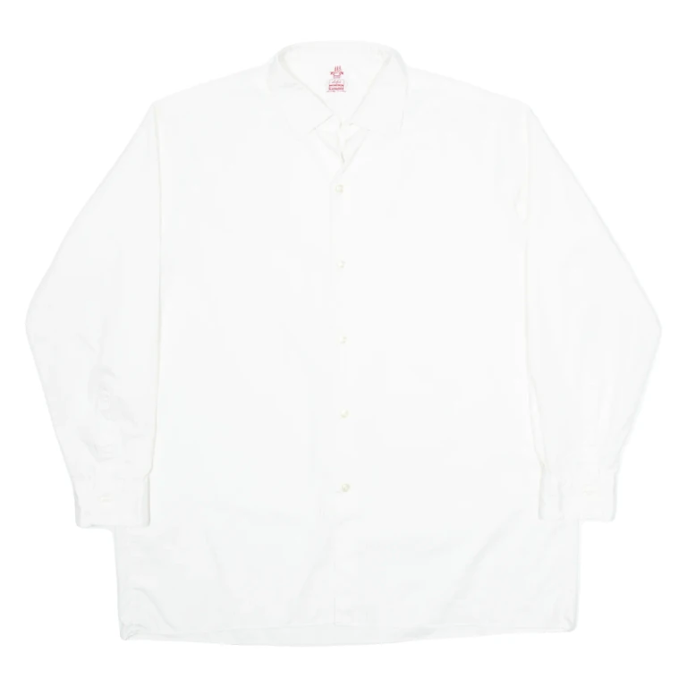 WALDE Mens Plain Shirt White Long Sleeve XL