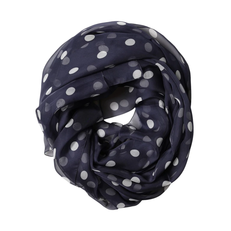 Blue Polka Dot Silk Neck Wrap Shawl 205cm X 132cm Scarf - Men