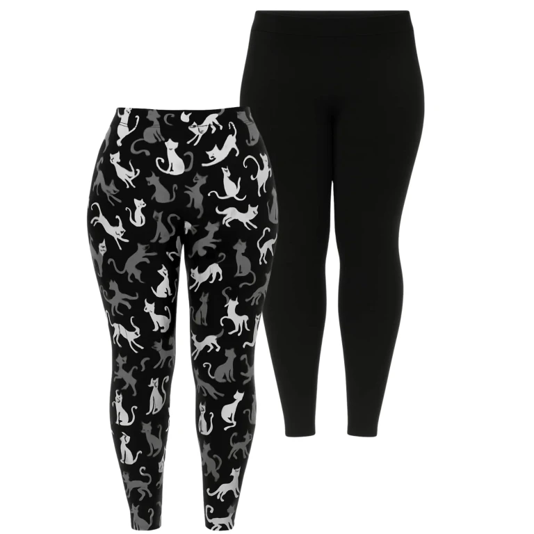 Plus Size Halloween Cat Leggings 2-Pack