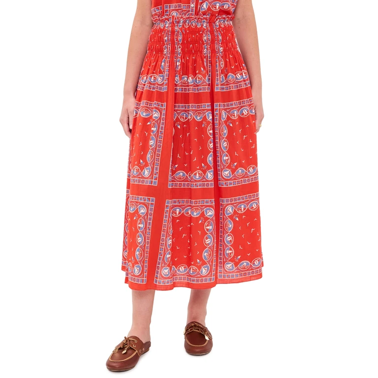 THE GREAT. The Canary Skirt Red Sailboat Bandana 1