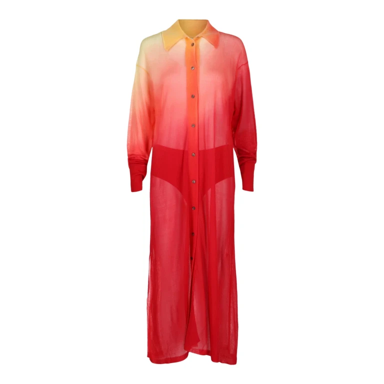 Degrade Silk-Blend Midi Shirt Dress