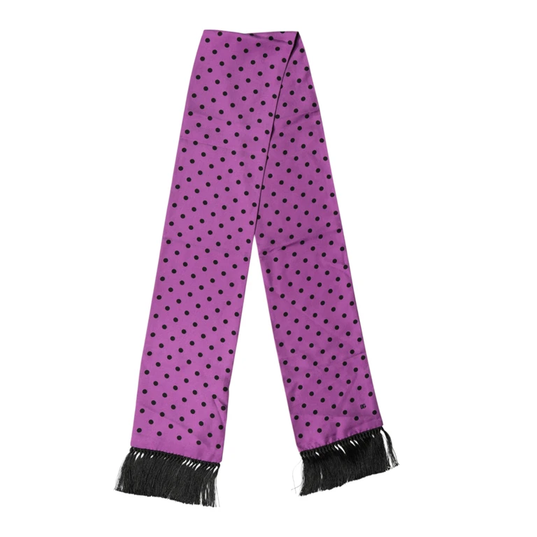 Dolce & Gabbana Violet Polka Dot Fringes Neck Foulard Scarf - Men