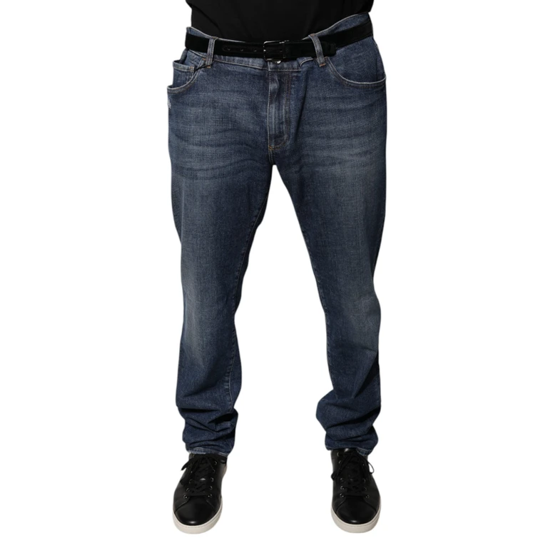 Dolce & Gabbana Dark Blue Cotton Logo Skinny Denim Jeans Elastane Clothing - Men