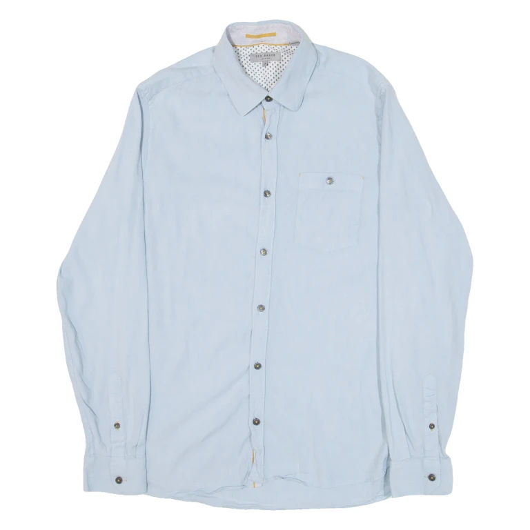 TED BAKER Mens Plain Shirt Blue Long Sleeve S
