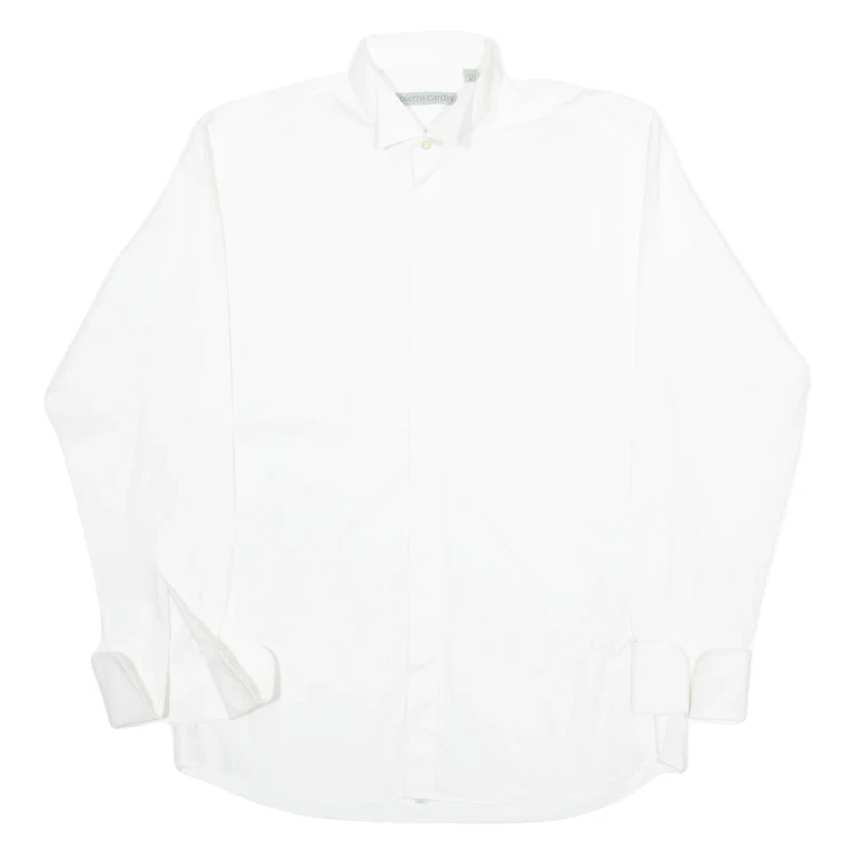 PIERRE CARDIN Mens Plain Shirt White Long Sleeve M