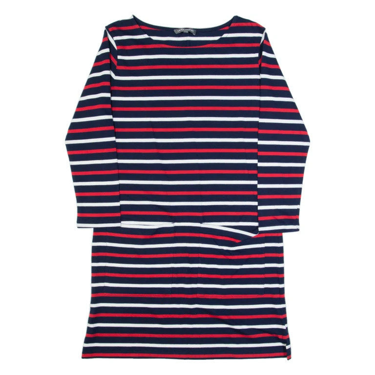 LAURA ASHLEY Womens T-Shirt Dress Blue Striped Long Sleeve Knee Length UK 10