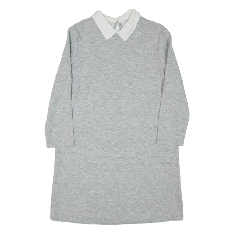 ZARA Womens Day Dress Grey Long Sleeve Short S