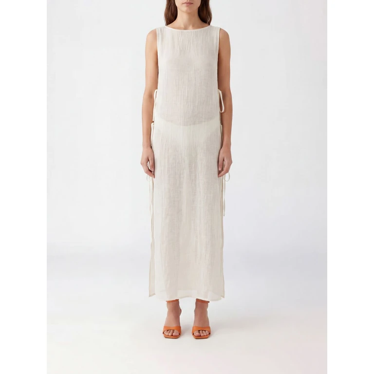 Off-Shoulder Organic Linen Midi Tunic Dress (JARAJUG713)
