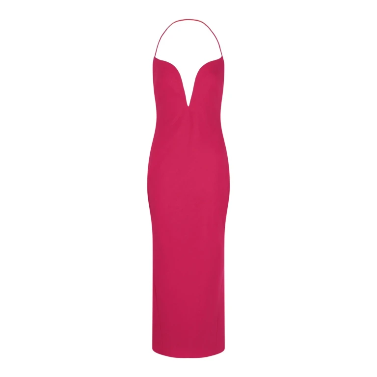 Plunging Halter Midi Dress