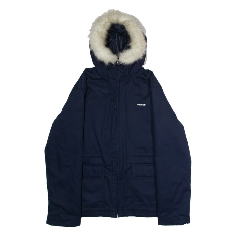 REEBOK Womens Parka Jacket Blue Hooded UK 14