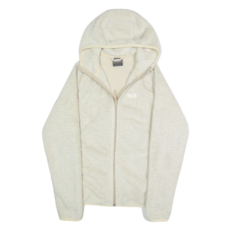 JACK WOLFSKIN Womens Fleece Jacket Cream Hooded M
