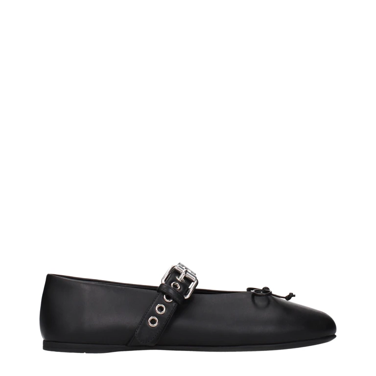 Miu Miu Black Leather Ballet Flats - Women