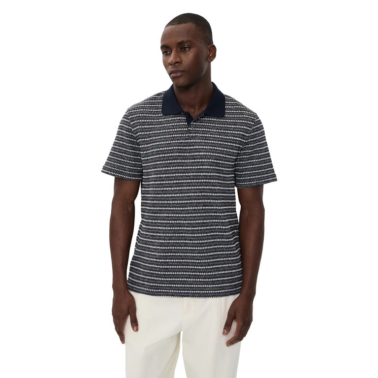 Les Deux Knitted Stripe Polo Dark Blue Night S