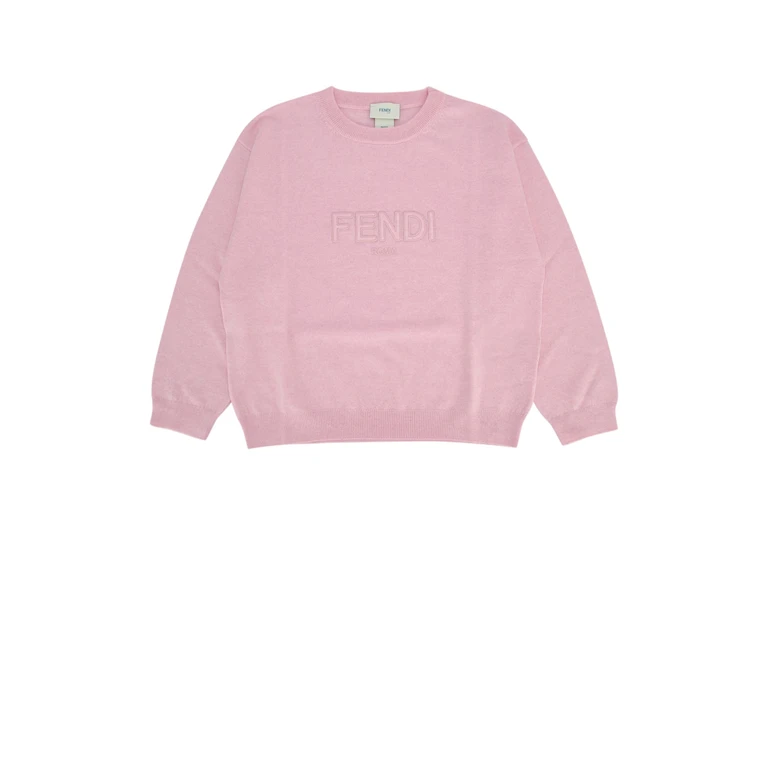 Fendi Kids Girocollo Light Wool Kni Camel Mixed Fibres Maglieria