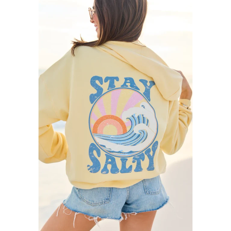 Stay Salty Yellow Graphic Hoodie