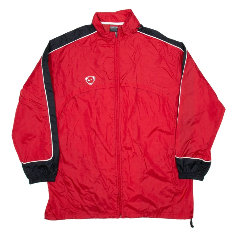 NIKE Mens Rain Jacket Red Hooded XL