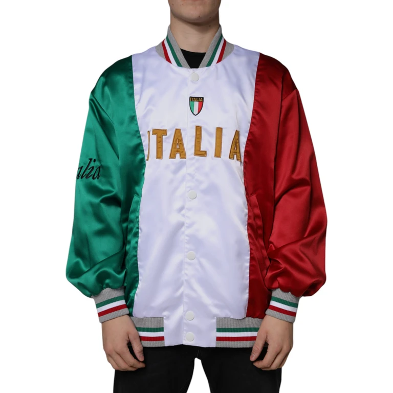Dolce & Gabbana Multicolor Italia Button Down Bomber Jacket Polyester Clothing - Men