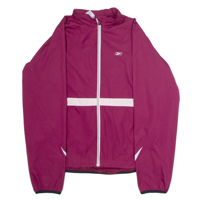 REEBOK Womens Windbreaker Jacket Purple 90s Hooded Colourblock UK 16
