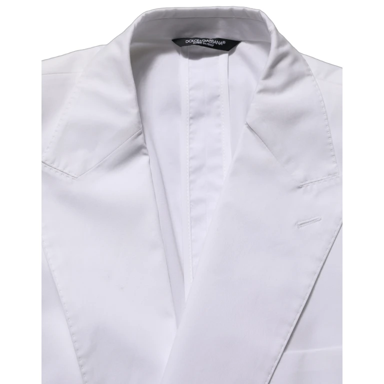 Dolce & Gabbana White Cotton Double Breasted Blazer Jacket Elastane Clothing - Men