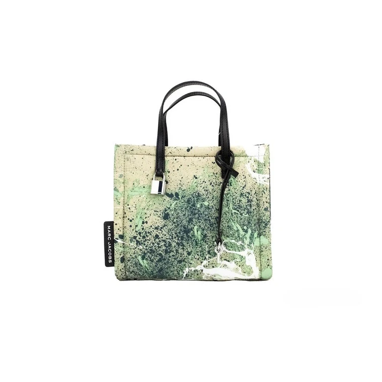 Marc Jacobs Mini Green Multi Splatter Paint Print Nylon Crossbody Tote Handbag Silver - Women
