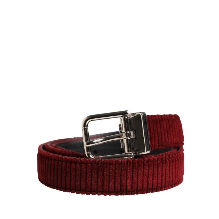 Dolce & Gabbana Men Red Velvet Leather Metal Buckle Belt Calf - Men