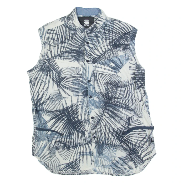 G-STAR Boyfriend Fit Womens Printed Vest Blue Sleeveless Floral S