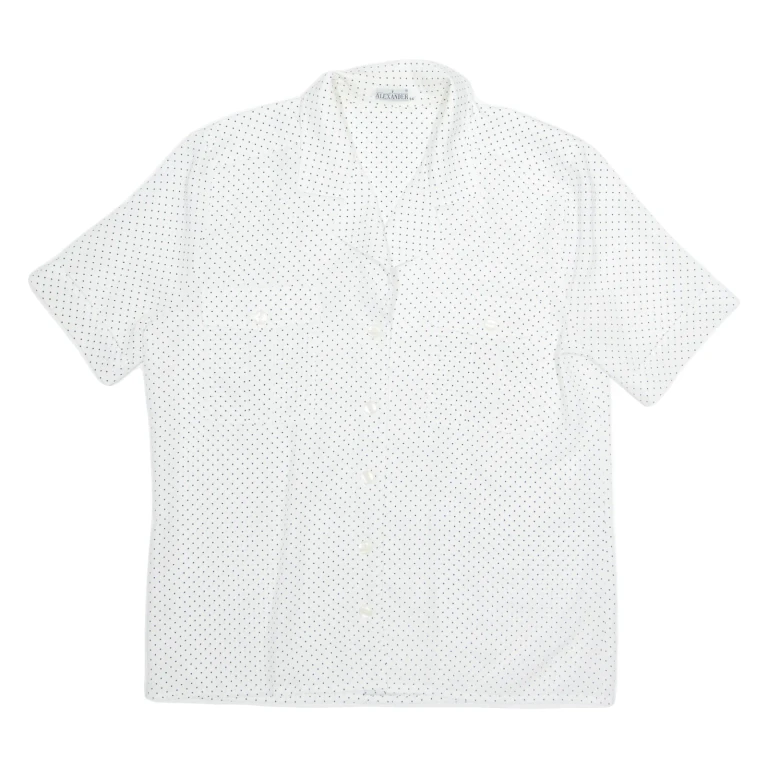 ALEXANDER Womens Printed Shirt White Collared Polka Dot M