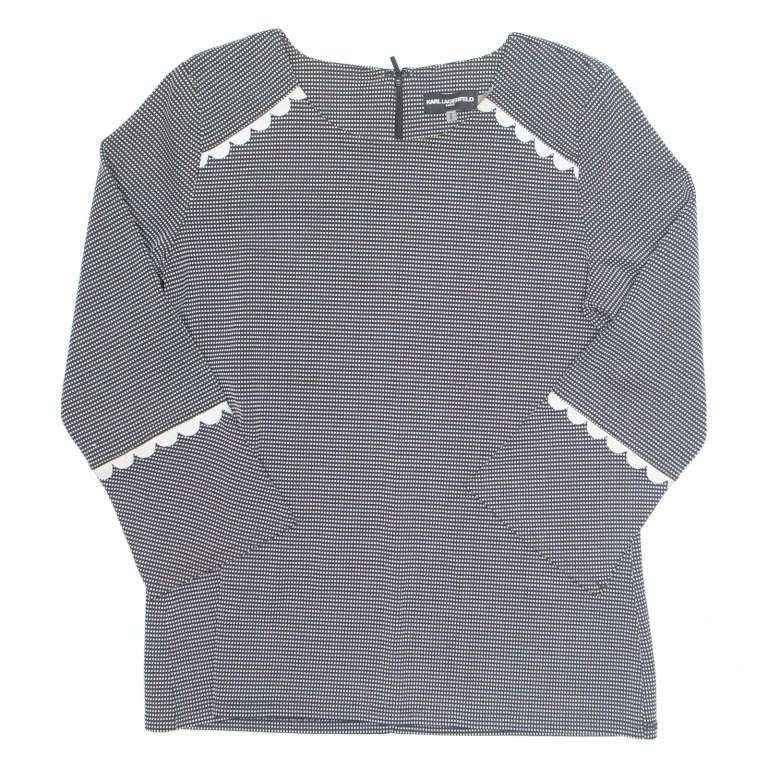 Womens Top Black Long Sleeve Check M