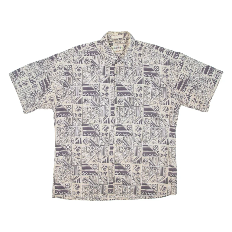 CAMPIA Mens Shirt Beige Crazy Pattern L