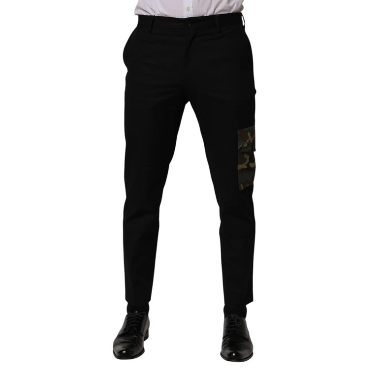 Dolce & Gabbana Black Cotton Skinny Dress Cargo Trouser Pants Co+02 - Men