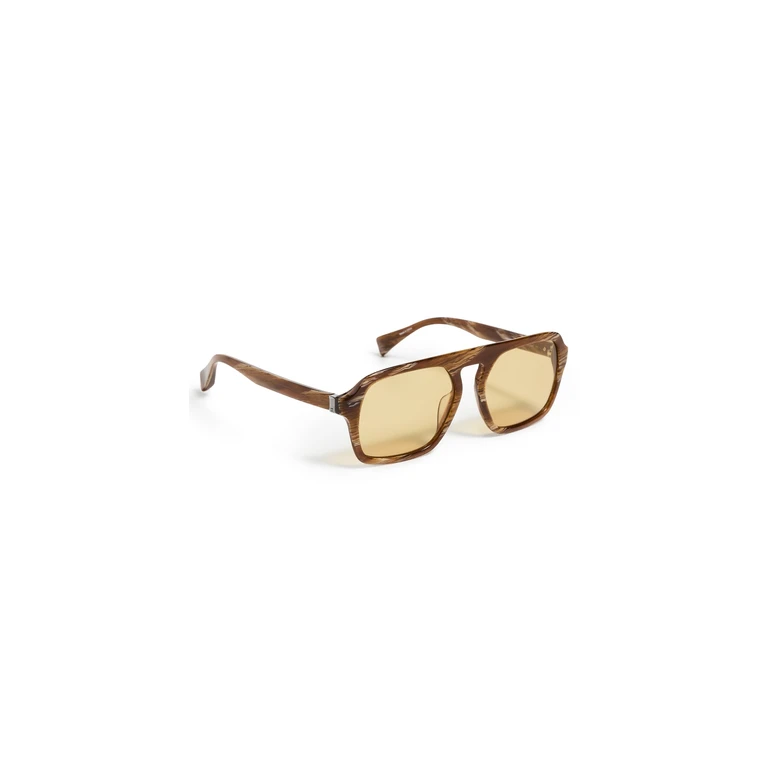 Aviator Acetate Sunglasses Shiny Dark Green Horn One Size