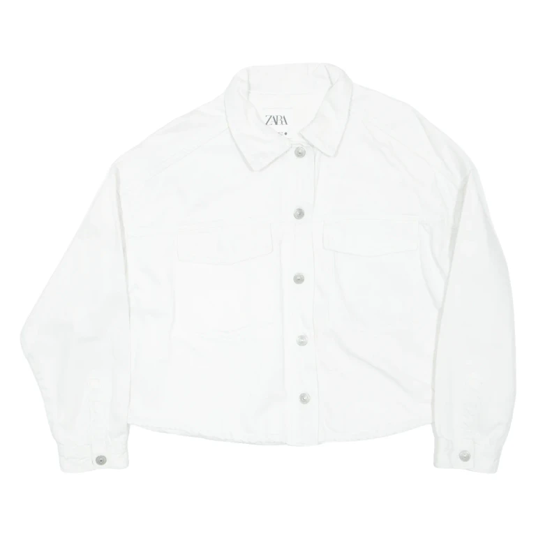 ZARA Womens Denim Jacket White XS