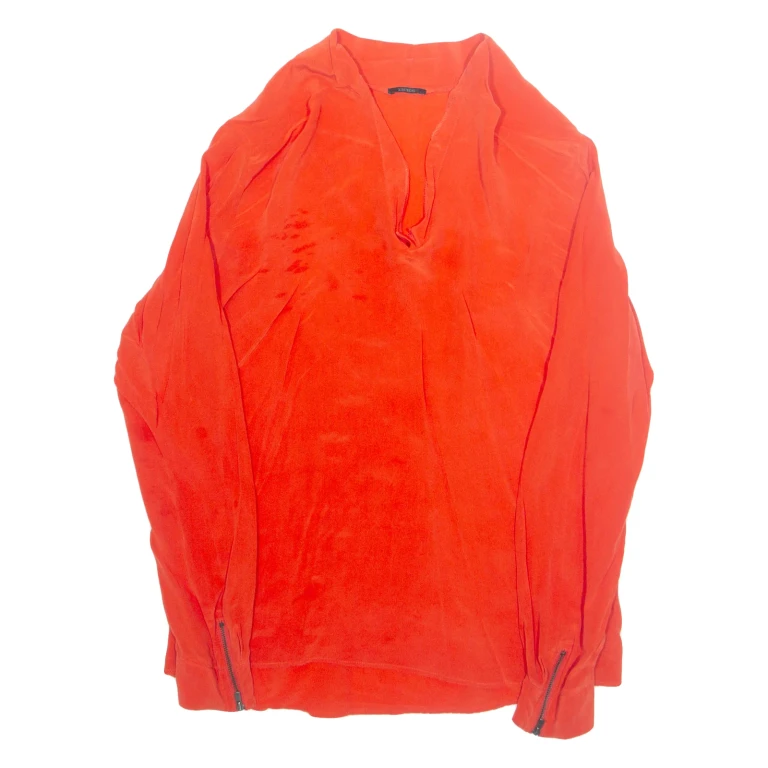 Womens Top Red V-Neck Long Sleeve M