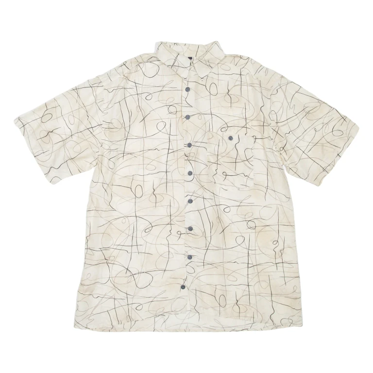 NICK TAYLOR Womens Printed Shirt Cream Collared L