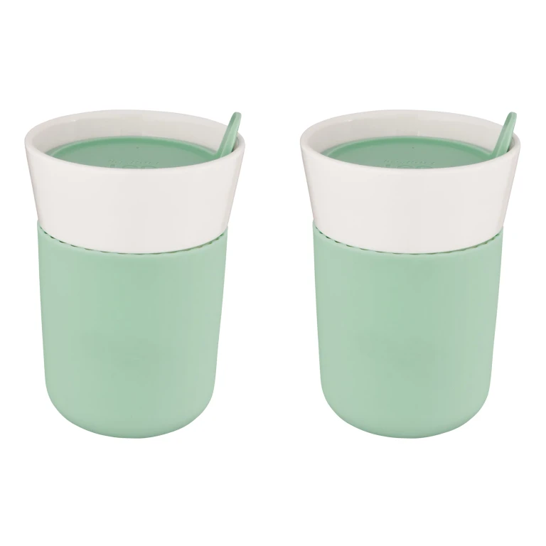 Leo 11.16oz. Porcelain Travel Mug, Green, Set of 2