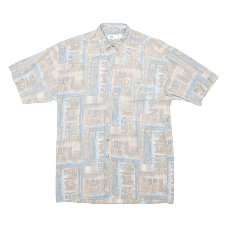 NEW TAST Mens Shirt Brown Viscose Crazy Pattern XL