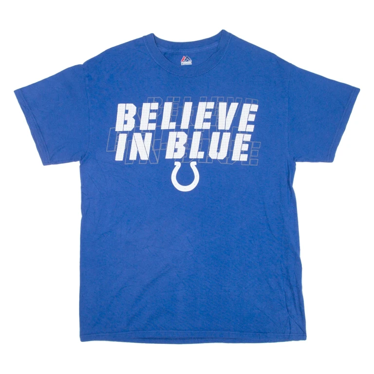 MAJESTIC Believe In Blue Mens T-Shirt Blue USA M