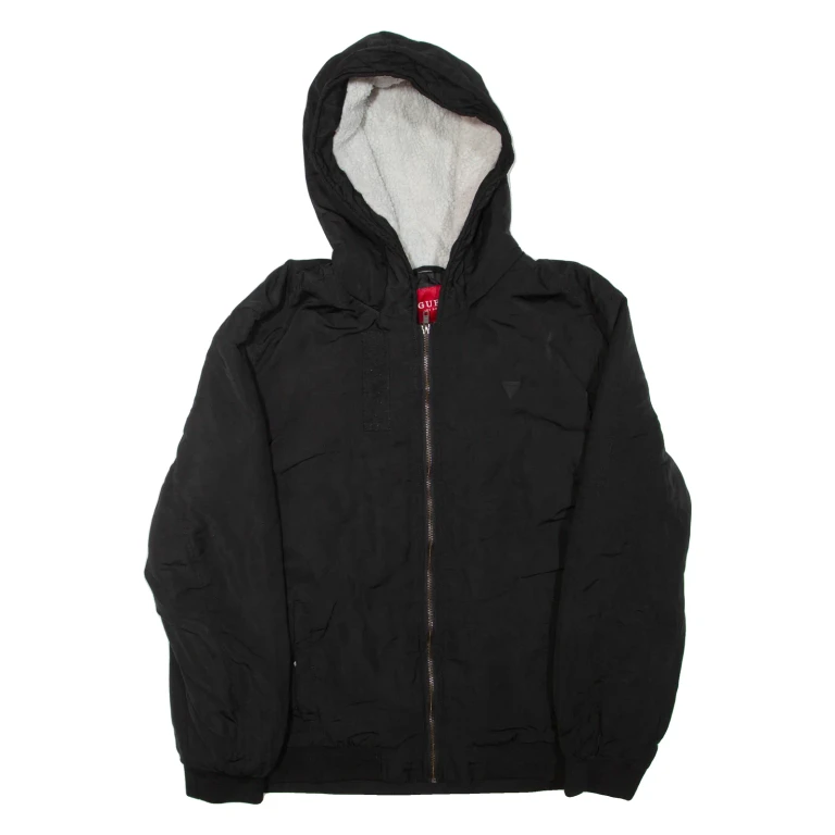 GUESS Mens Jacket Black Hooded 2XL