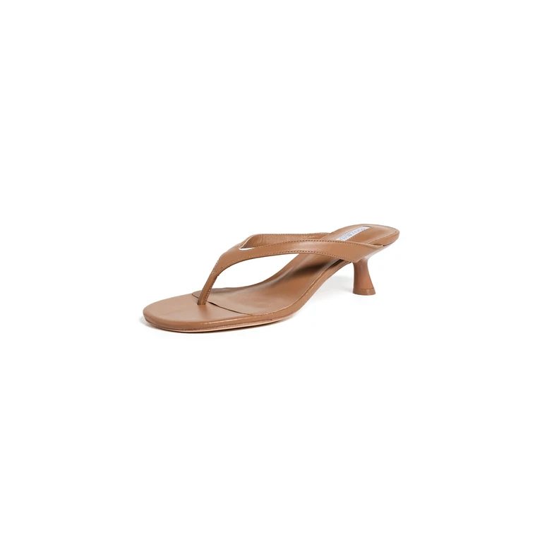 Krista Heeled Thong Sandals Tan Como 9