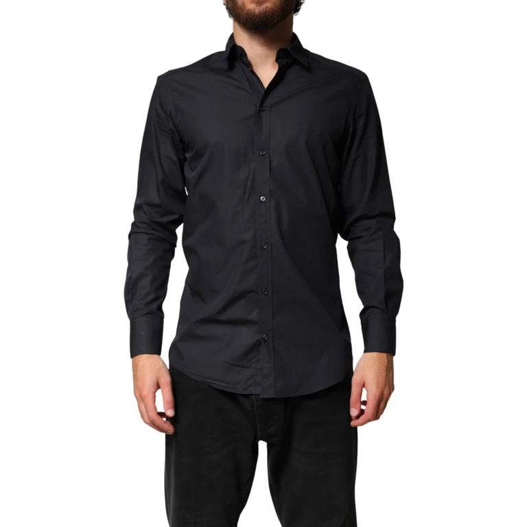 Dolce & Gabbana Black Cotton Long Sleeves Dress Formal Shirt - Men
